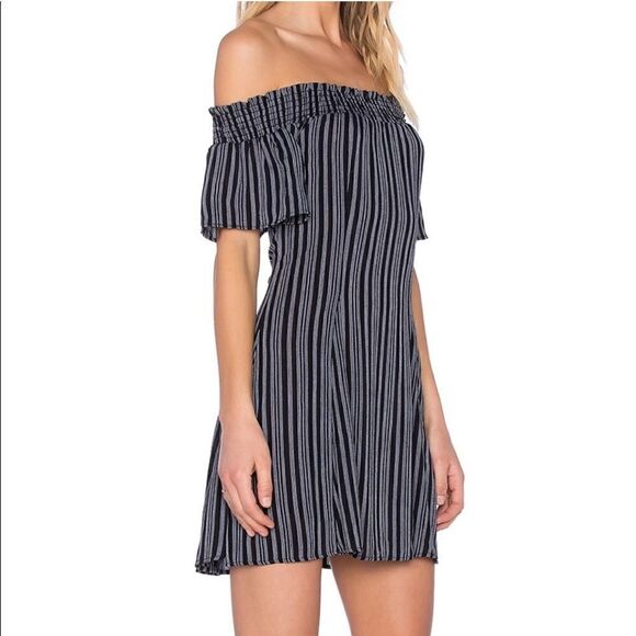 Privacy Please Nadeau Off the Shoulder Smocked Striped Mini Dress | SZ M - Picture 4 of 11